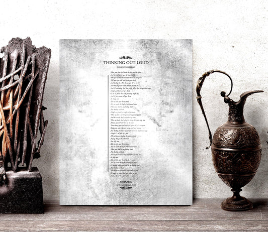 Rustic Metal Song lyric Tin Sign with custom song lyrics, names and an established date.