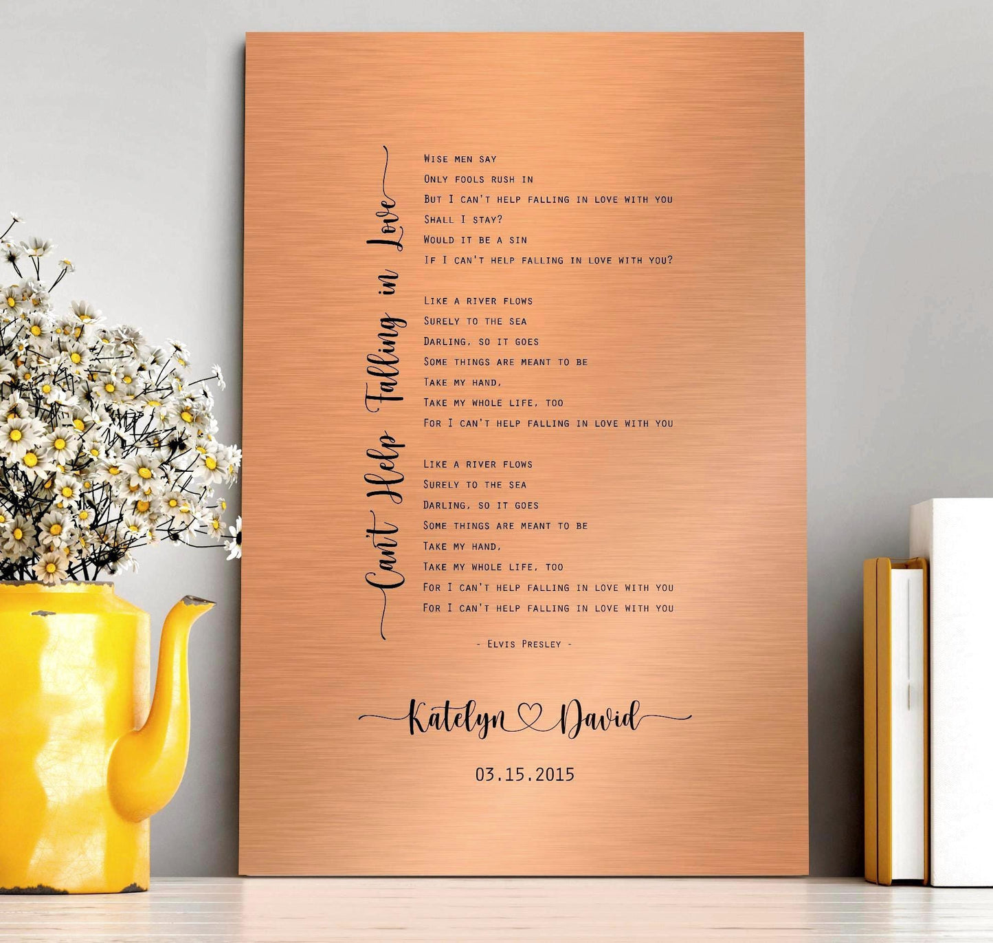 Couple's Copper Song Lyric Art - HoneycombProverbs - Signs - Copper Anniversary Gifts