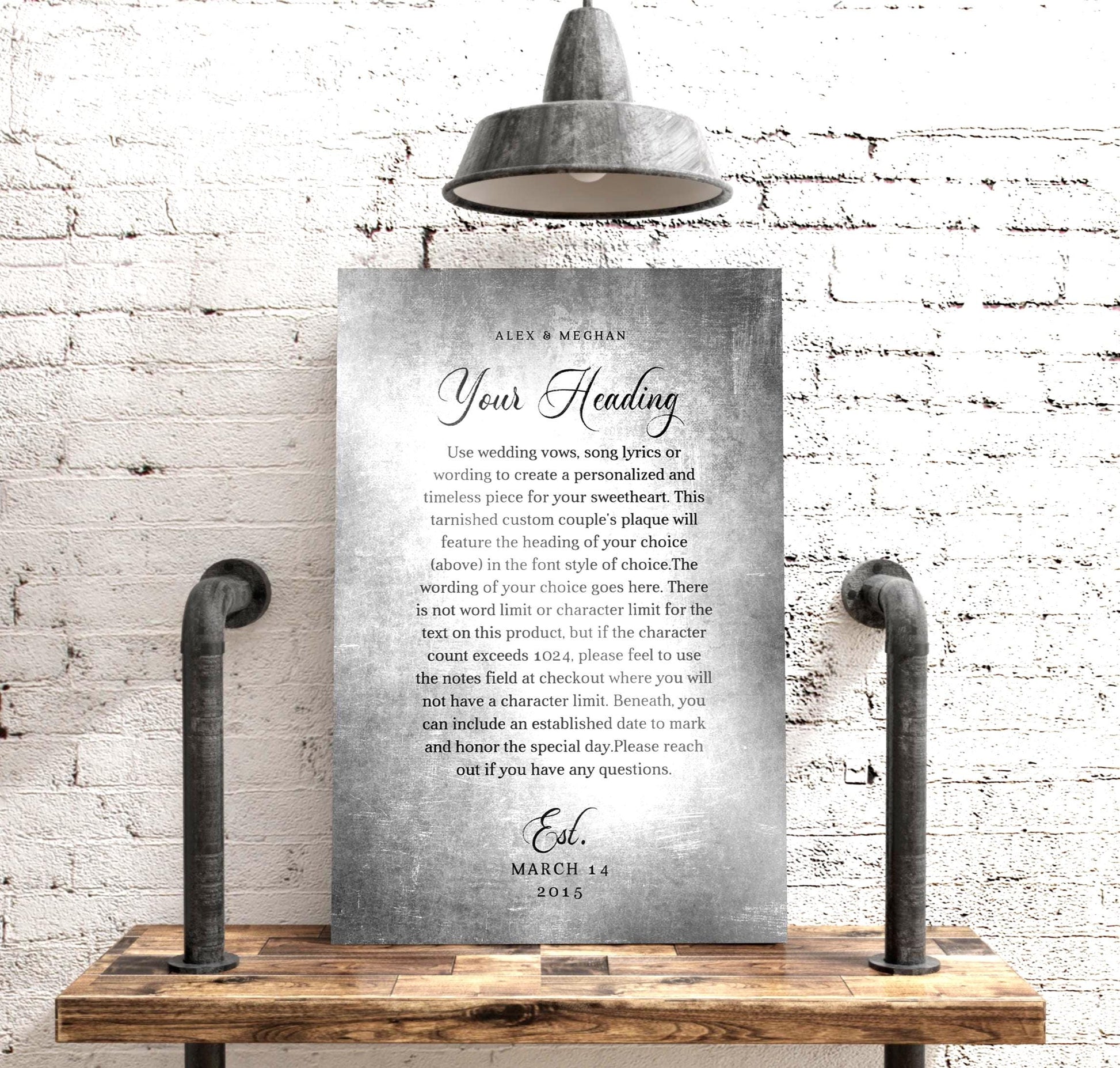 Personalized Tin Anniversary Plaque: Custom Song Lyrics, Wedding Vows - HoneycombProverbs - Signs - Tin and Aluminum Gifts