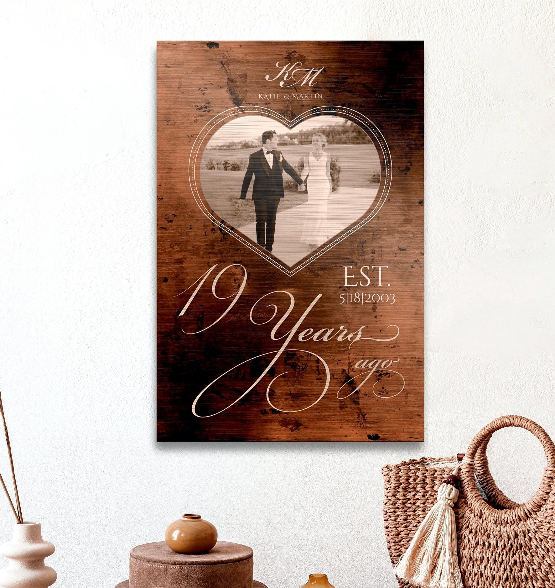 19 or 8 Years of Love: Bronze Photo Plaque - HoneycombProverbs - Gifts For The Couple - Bronze Anniversary Gifts
