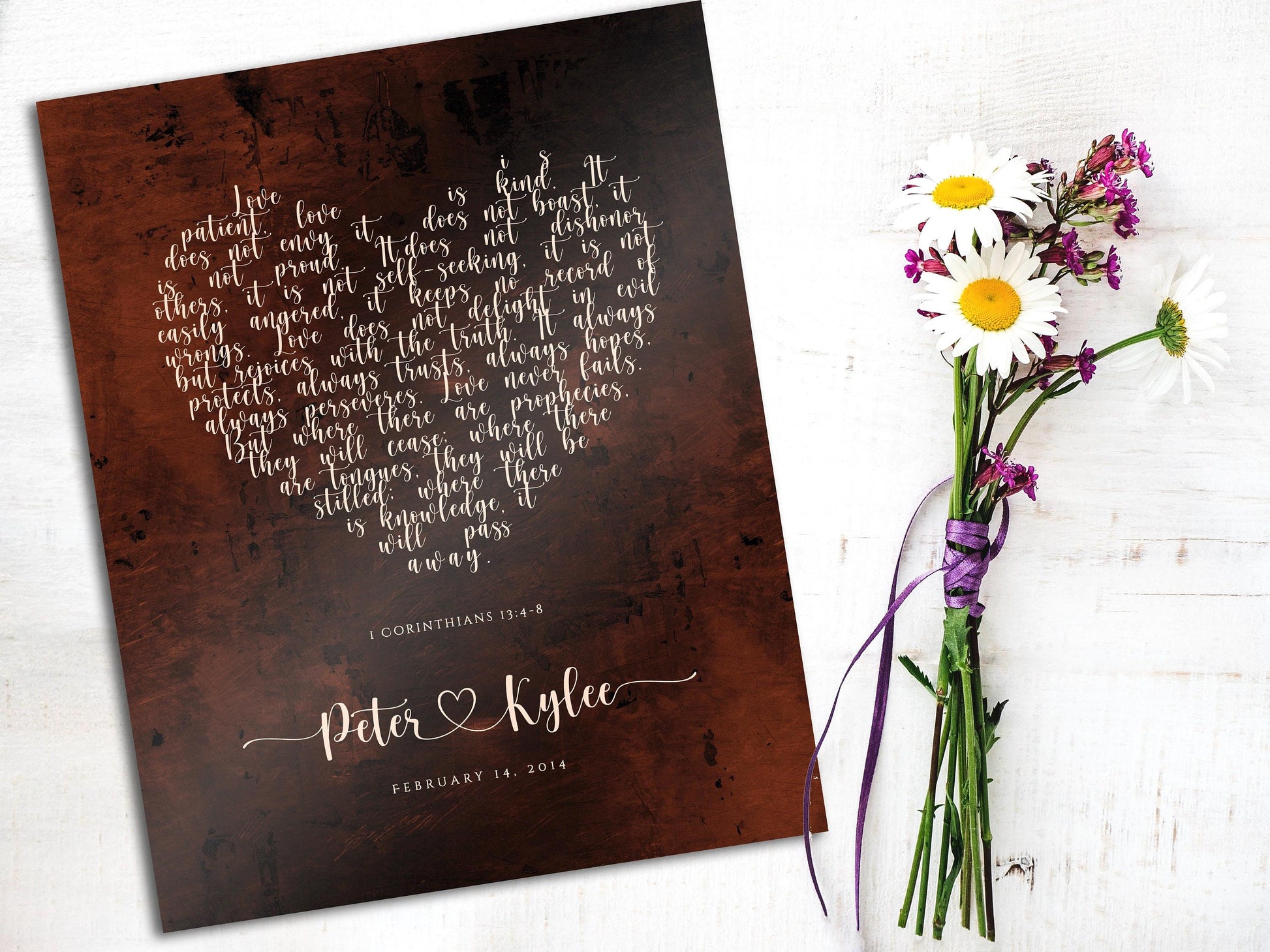 Bronze Gift for her, Love never fails Personalized Sign - HoneycombProverbs - Signs - Bronze Anniversary Gifts