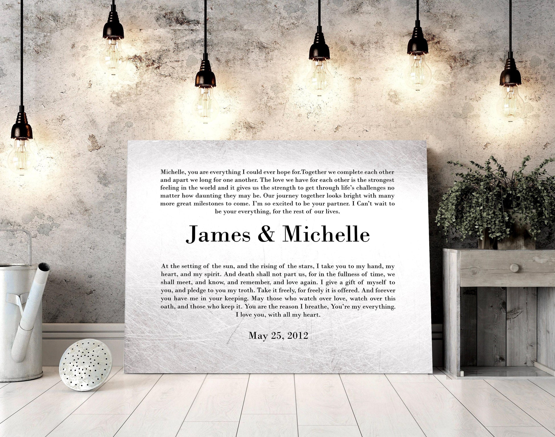 Romantic Tin Wedding Vow His and Her Art - HoneycombProverbs - Signs - Tin and Aluminum Gifts