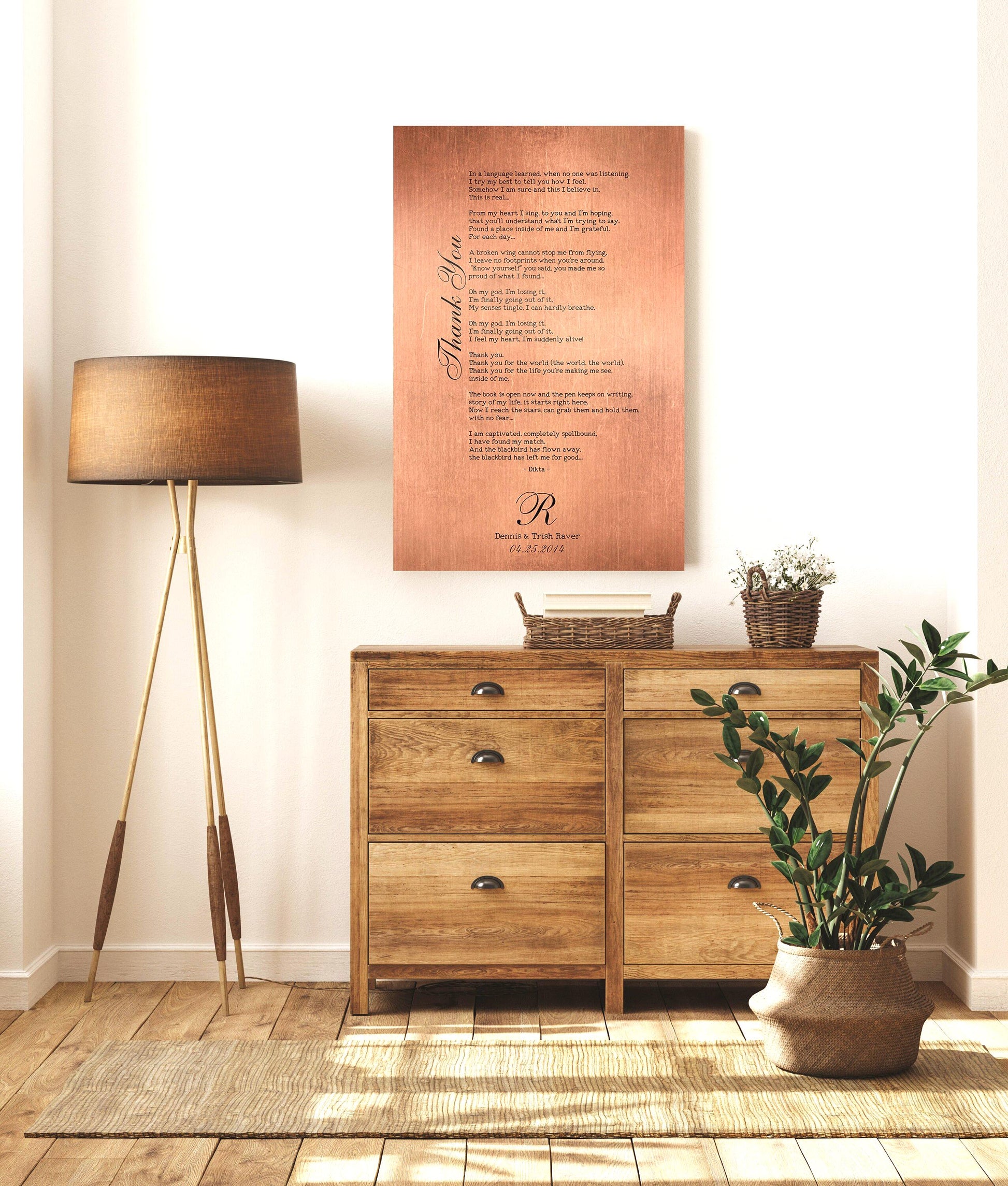 Our Song on Copper, Personalized Copper Gift - HoneycombProverbs - Signs - Copper Anniversary Gifts