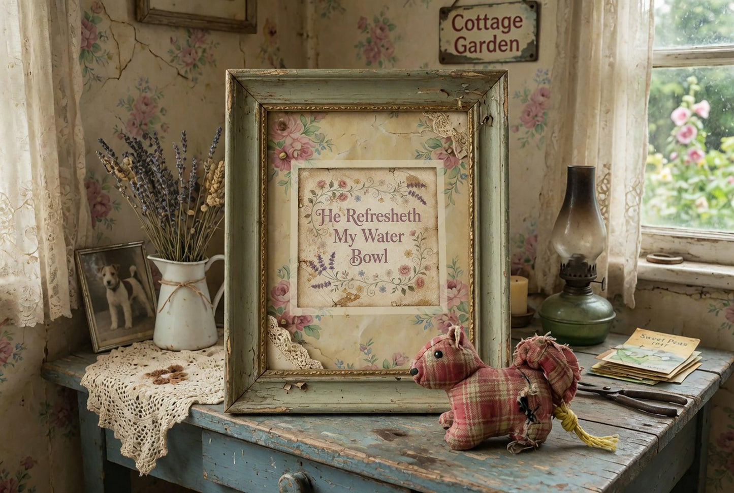 Faithful Dog Fine Art Print: He Refresheth My Water Bowl