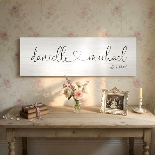 Heart Connecting Name Sign on Wood - HoneycombProverbs - Signs - Name Signs Wall Art