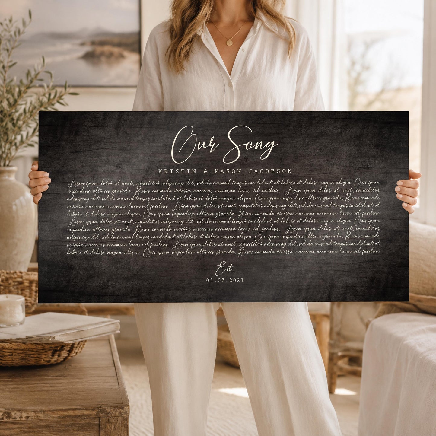 Rustic Anniversary Wooden Song Lyric Sign - HoneycombProverbs - Signs - 5 year anniversary gifts