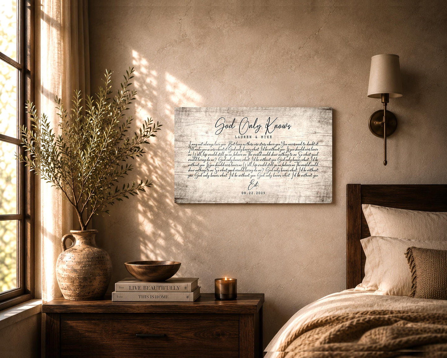 5th Anniversary Wood Song Lyric Sign - HoneycombProverbs - Signs - 5 year anniversary gifts