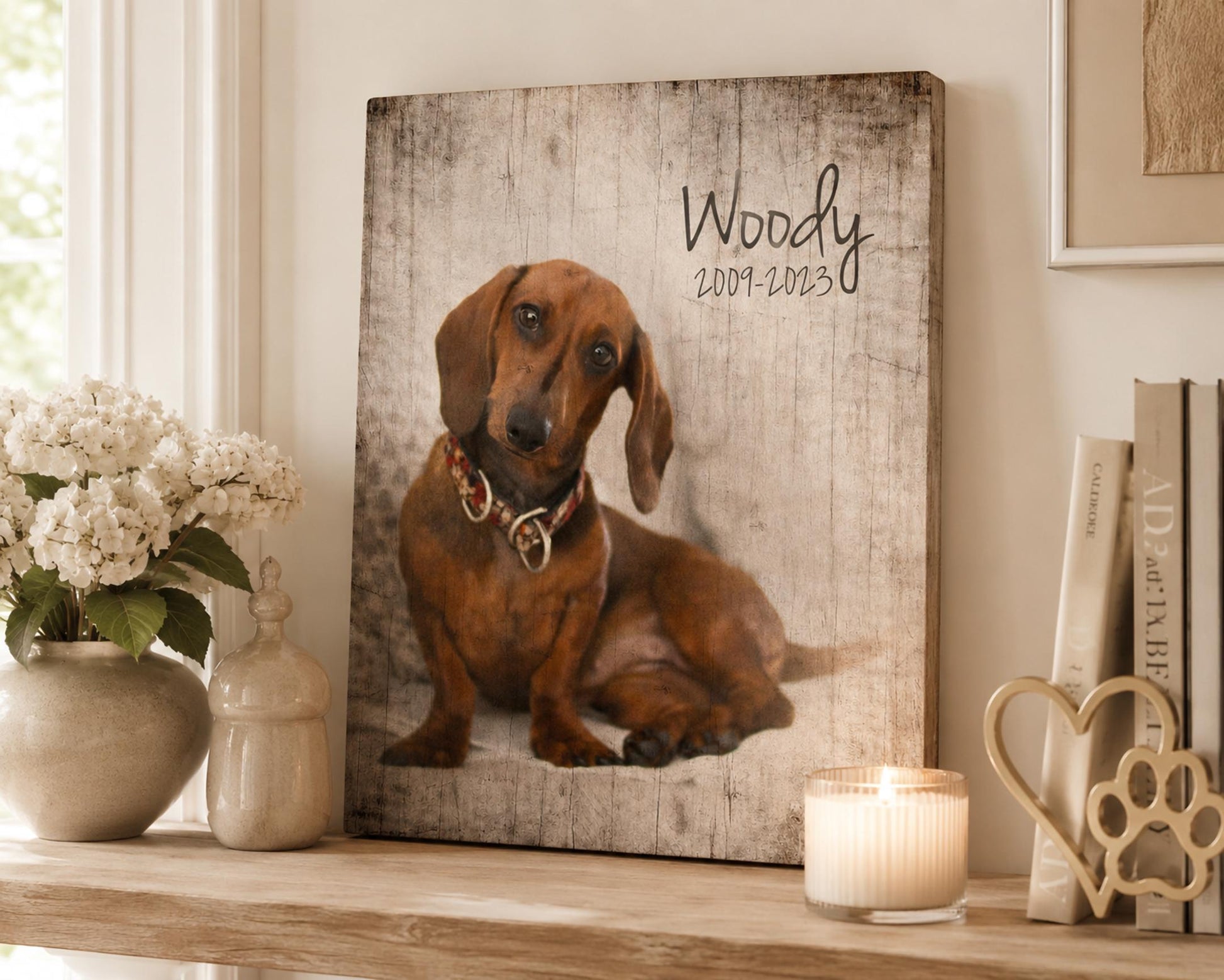 Rustic Pet Portrait on Wood - HoneycombProverbs - Signs - Photo Plaques