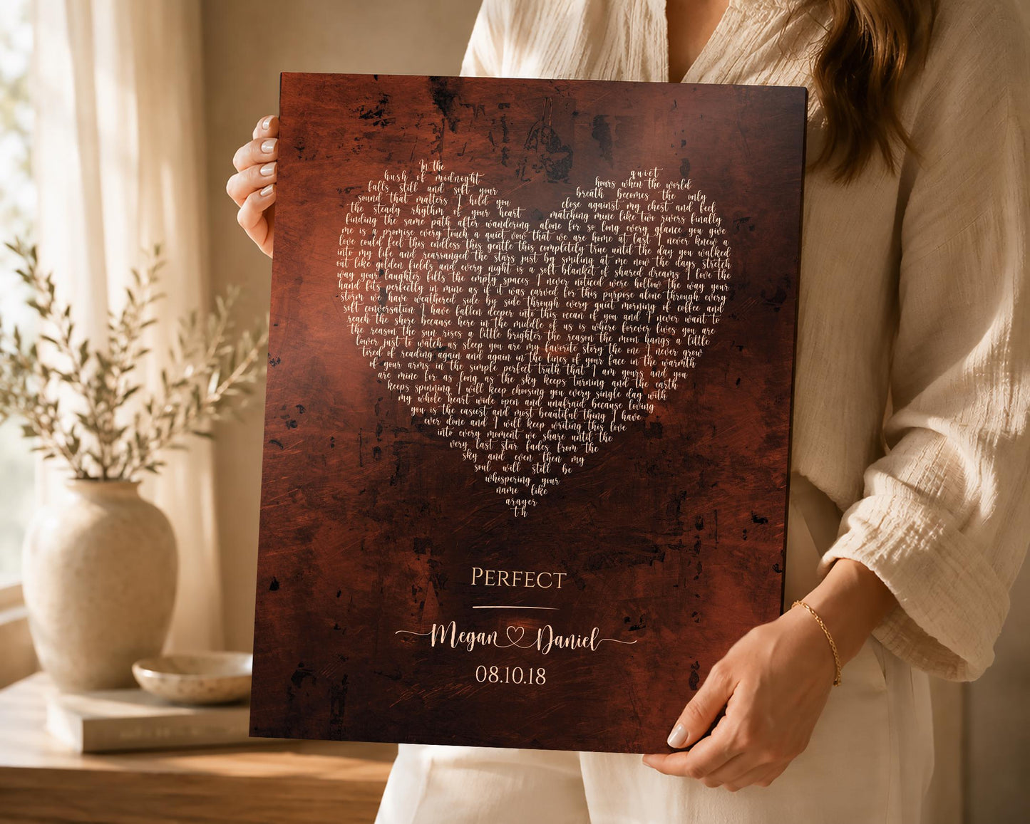 Heart Shaped Bronze Song Lyric Sign - HoneycombProverbs - Signs - Bronze Anniversary Gifts