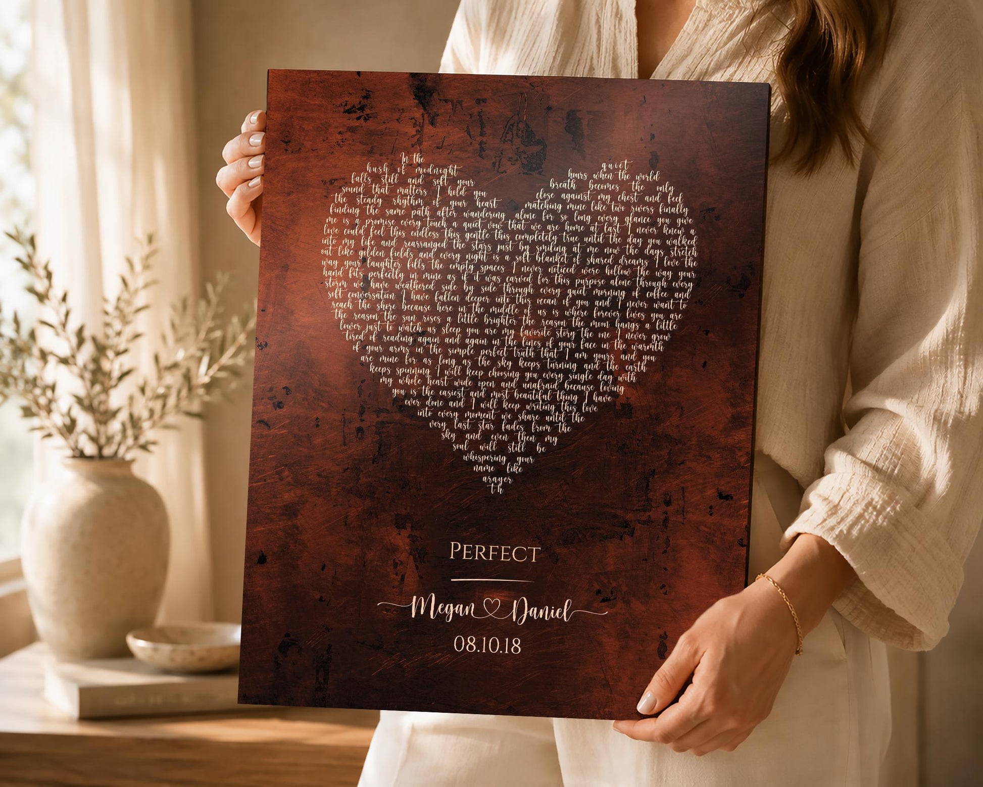 Heart Shaped Bronze Song Lyric Sign - HoneycombProverbs - Signs - Bronze Anniversary Gifts