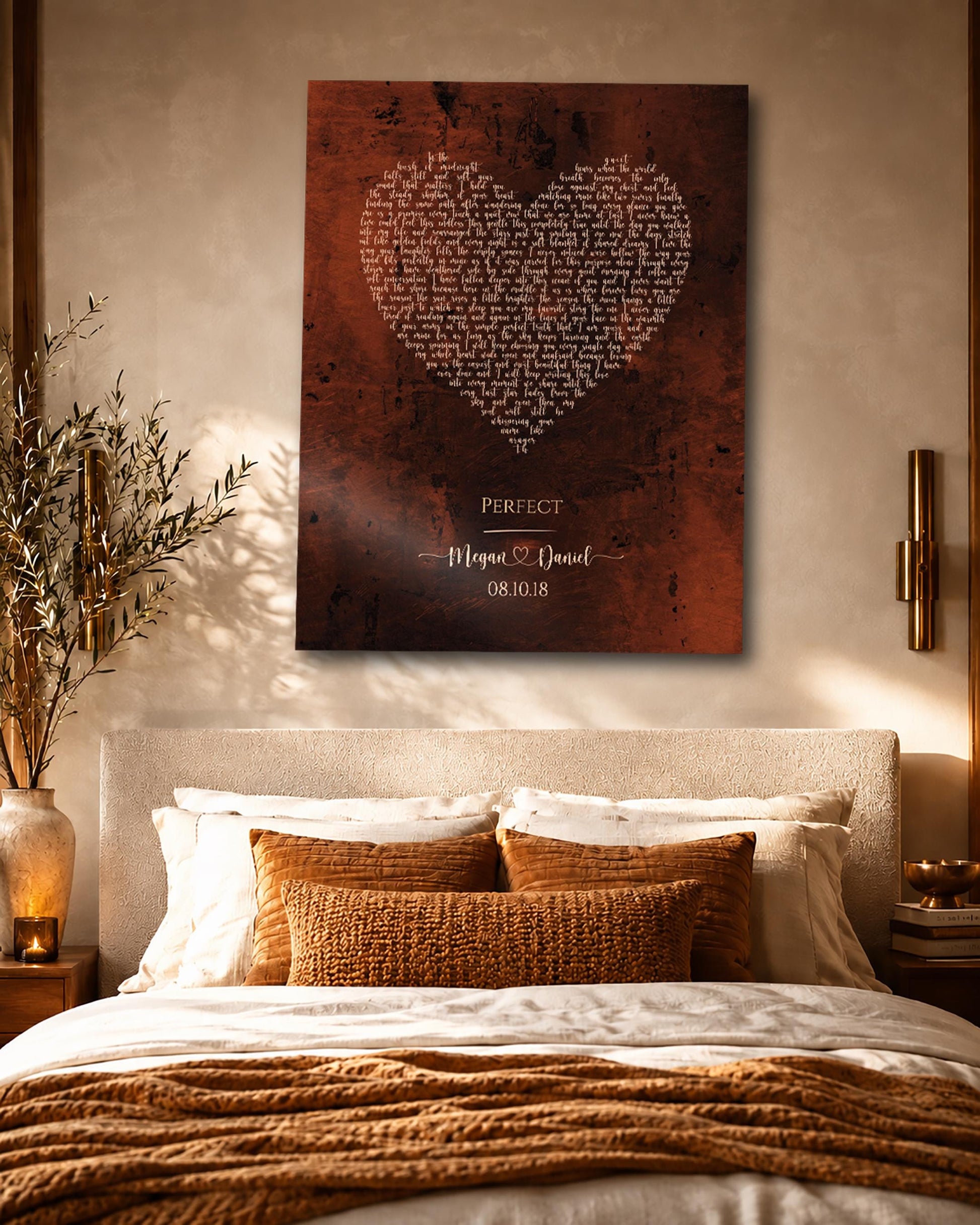 Heart Shaped Bronze Song Lyric Sign - HoneycombProverbs - Signs - Bronze Anniversary Gifts