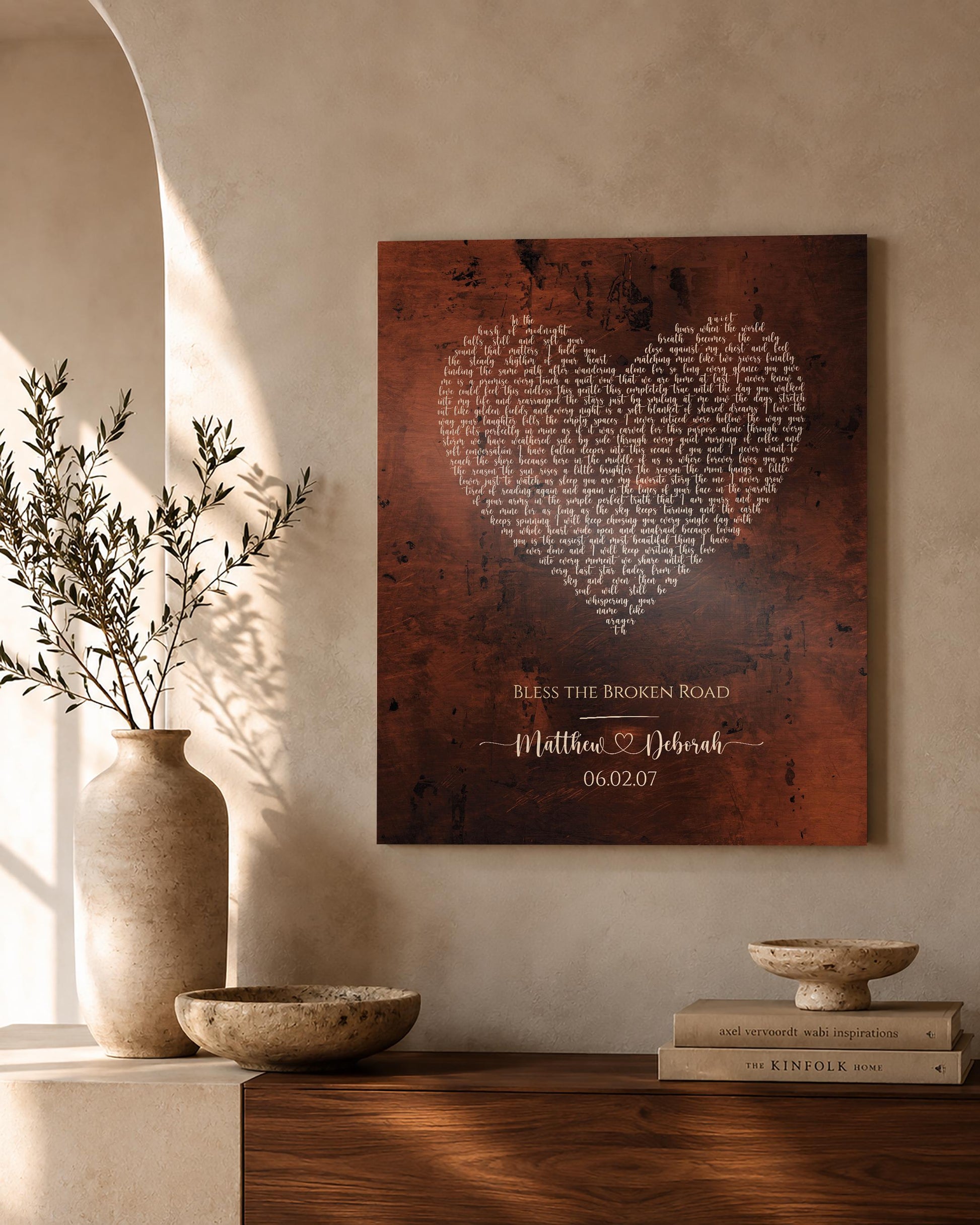 Heart Shaped Bronze Song Lyric Sign - HoneycombProverbs - Signs - Bronze Anniversary Gifts
