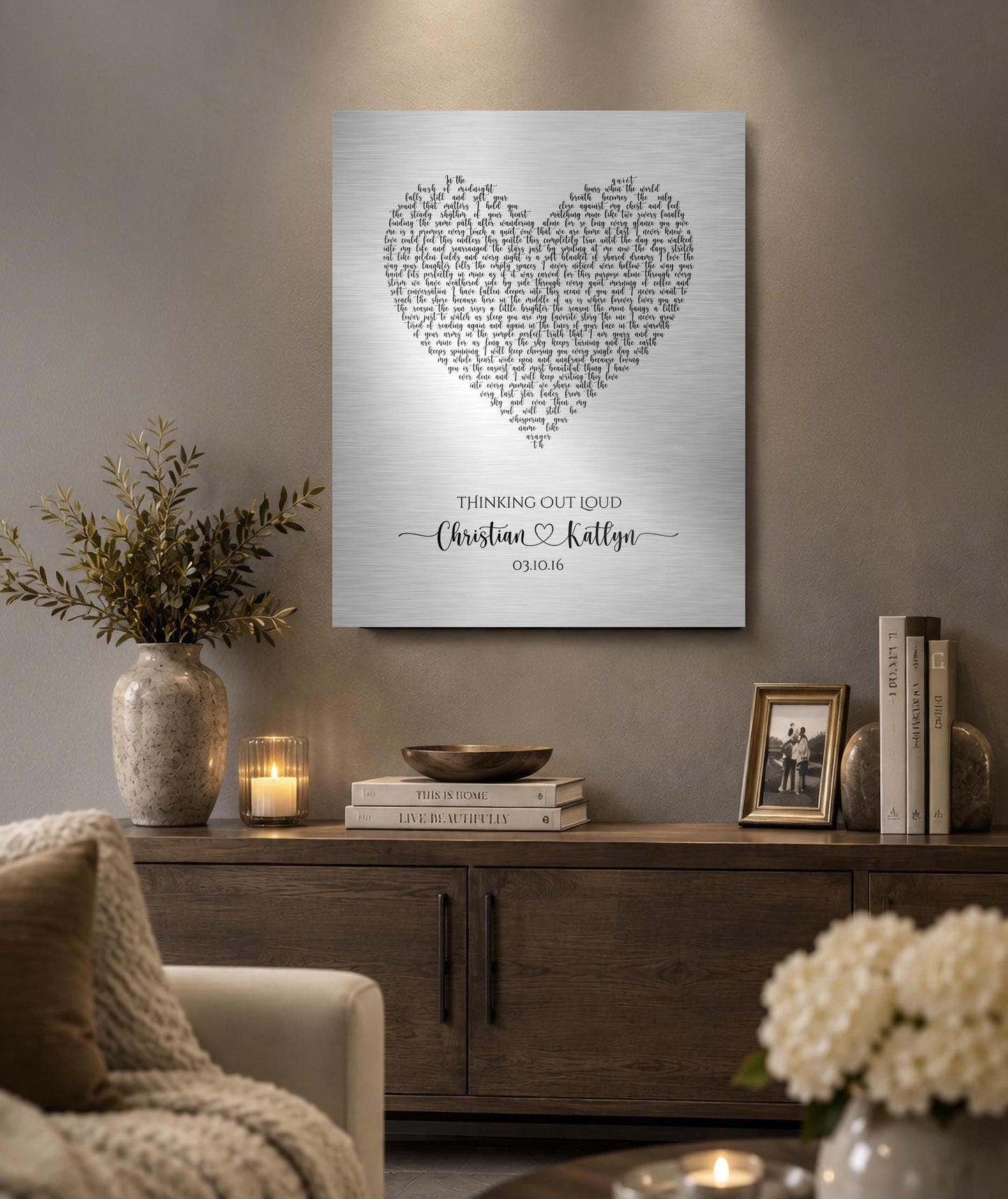 Rustic Heart Shape Song Lyric Sign on Tin - HoneycombProverbs - Signs - Tin and Aluminum Gifts