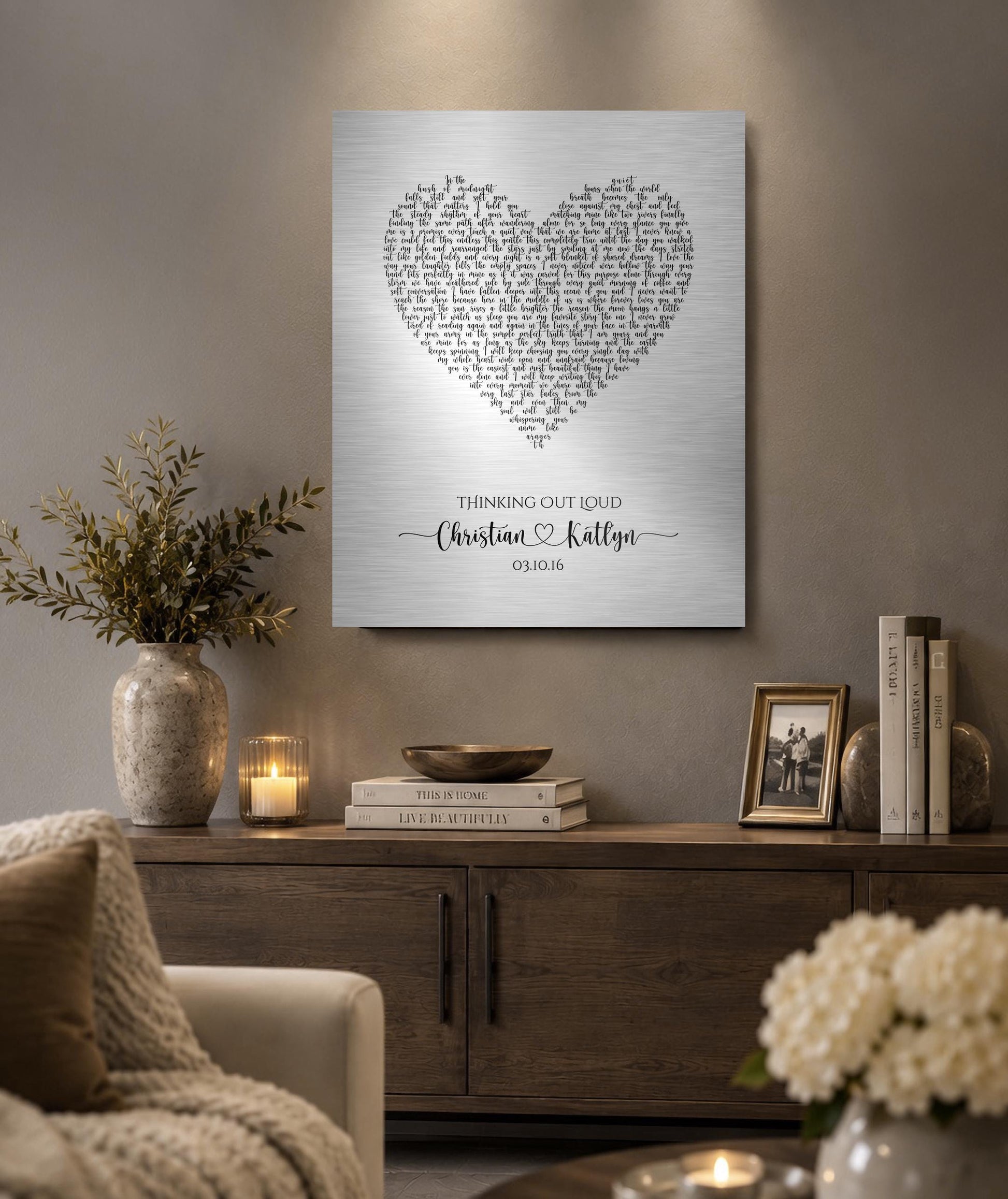 Rustic Heart Shape Song Lyric Sign on Tin - HoneycombProverbs - Signs - Tin and Aluminum Gifts