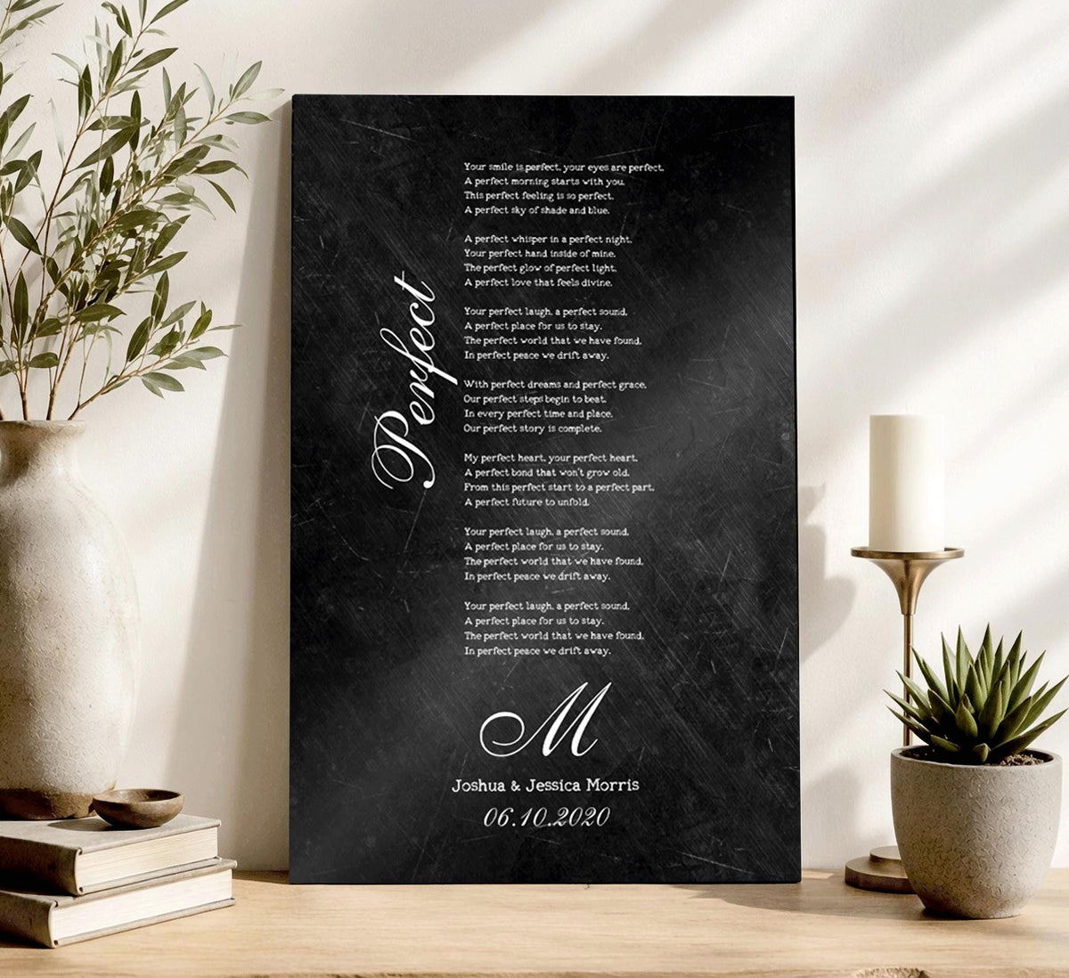 Distressed iron first dance song plaque with an original song by the groom, monogram, names and date, 6th anniversary