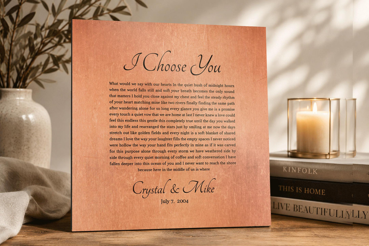 Personalized Copper Song Lyric Sign - HoneycombProverbs - Signs - Copper Anniversary Gifts