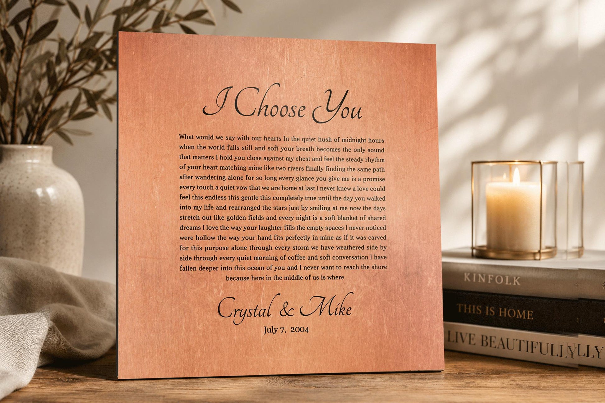 Personalized Copper Song Lyric Sign - HoneycombProverbs - Signs - Copper Anniversary Gifts