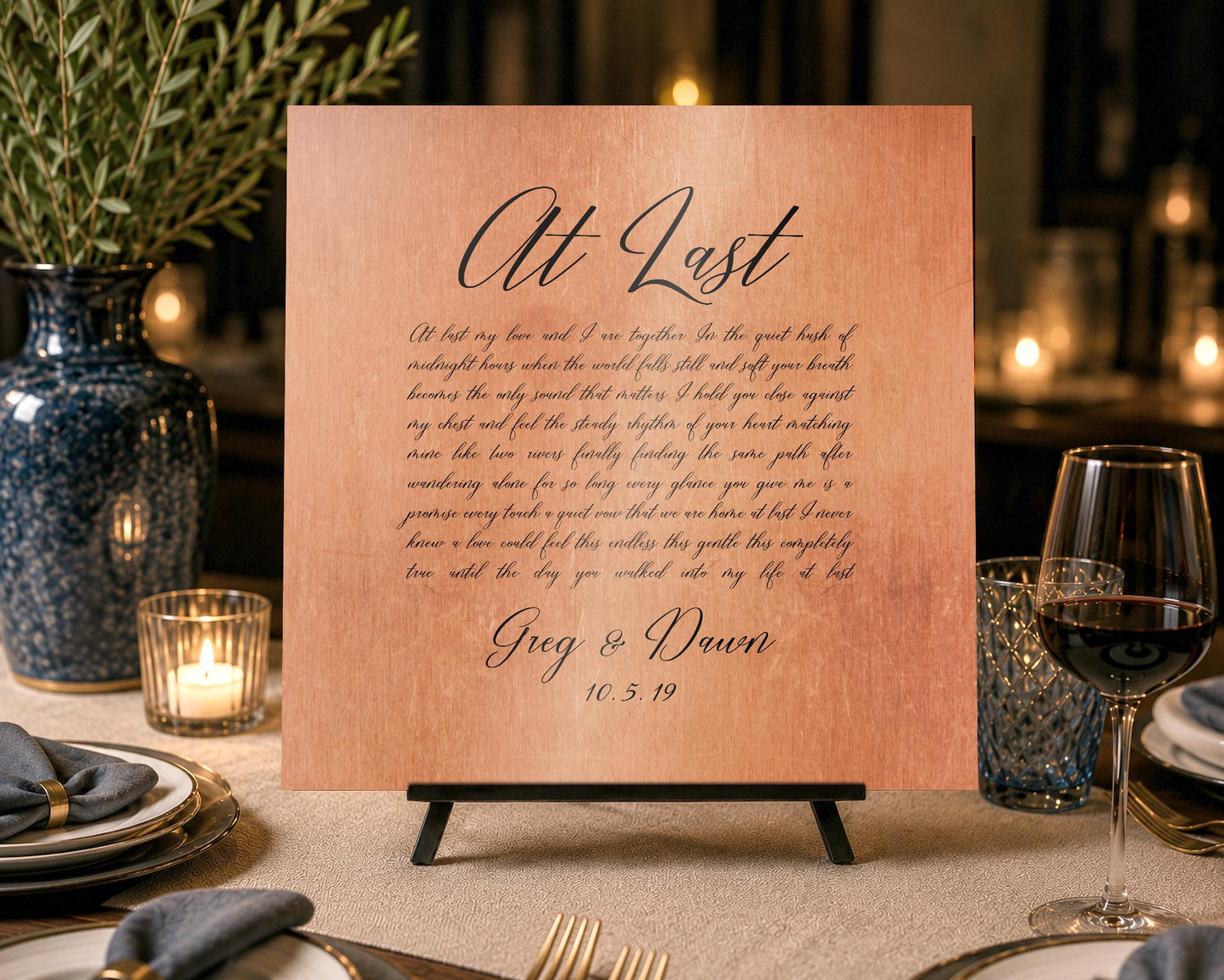 Personalized Copper Song Lyric Sign - HoneycombProverbs - Signs - Copper Anniversary Gifts