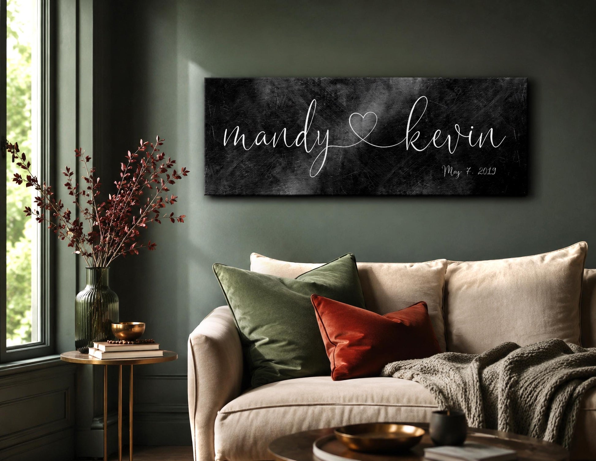 Iron Heart Connected Name Sign for Couples - HoneycombProverbs - Signs - Iron Anniversary Gifts