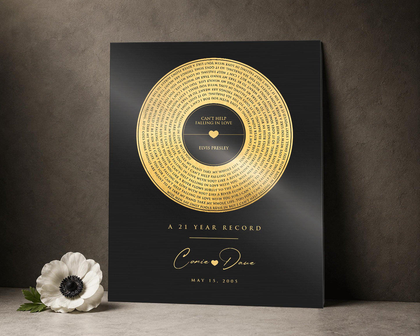 Custom Anniversary Song Record: Brass Lyrics Gift, 21 Years - HoneycombProverbs - Signs - 21st Year Brass Gifts