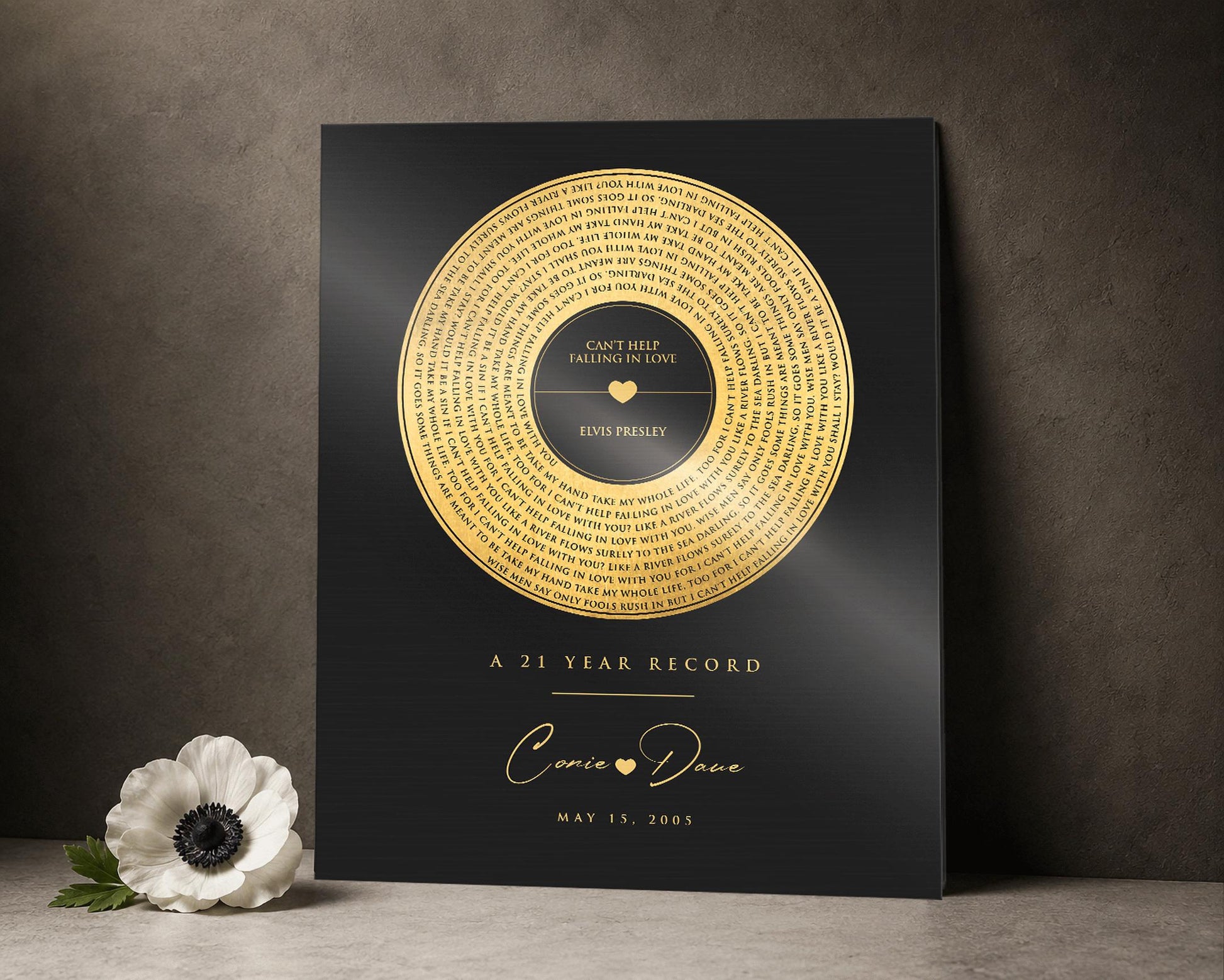 Custom Anniversary Song Record: Brass Lyrics Gift, 21 Years - HoneycombProverbs - Signs - 21st Year Brass Gifts