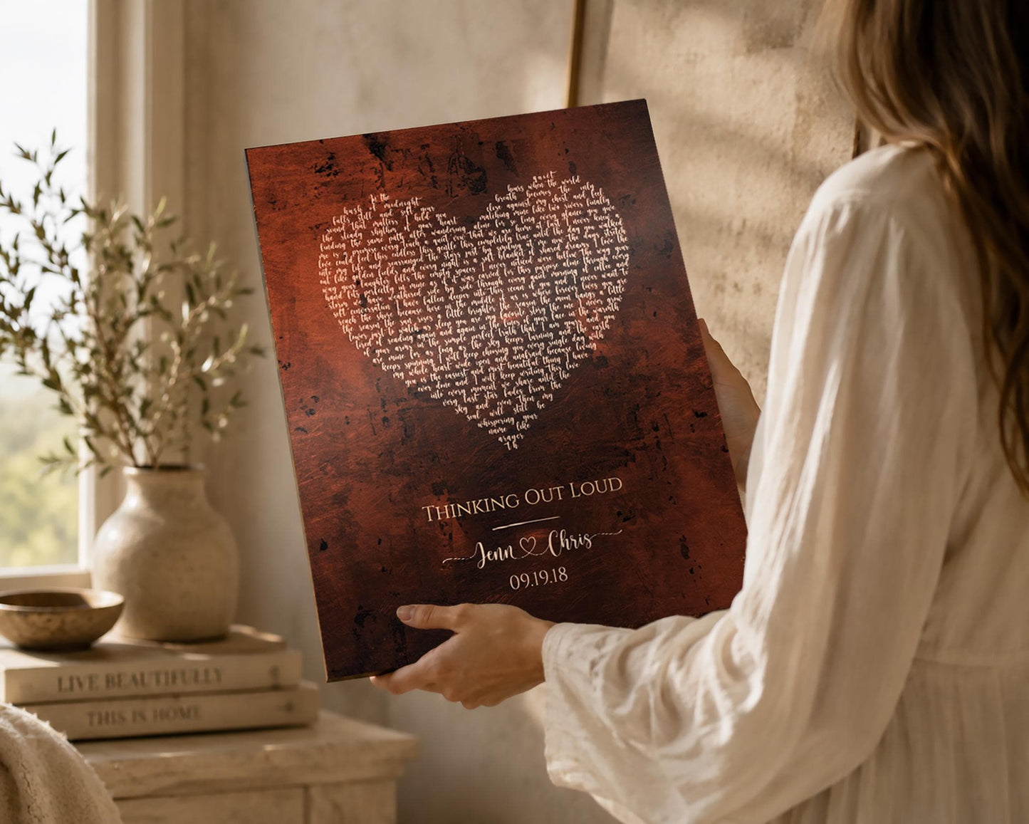 Heart Shaped Bronze Song Lyric Sign - HoneycombProverbs - Signs - Bronze Anniversary Gifts