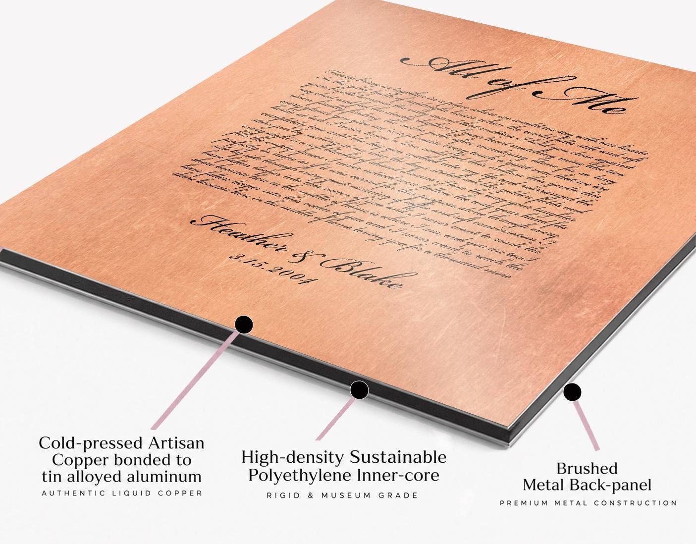 Personalized Copper Song Lyric Sign - HoneycombProverbs - Signs - Copper Anniversary Gifts