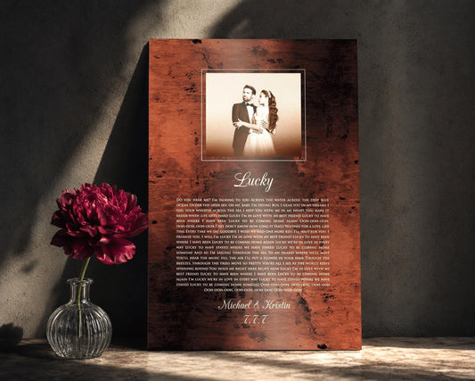 Burnished Bronze Wedding Portrait and Song Plaque - HoneycombProverbs - Signs - Bronze Anniversary Gifts