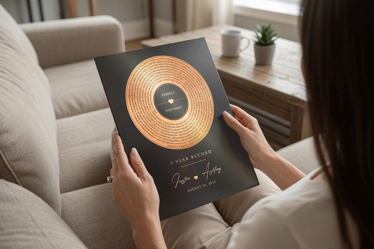 7 Years Anniversary Record, Personalized Song, 7 Anniversary Gifts, Song Record - HoneycombProverbs - Signs - Copper Anniversary Gifts