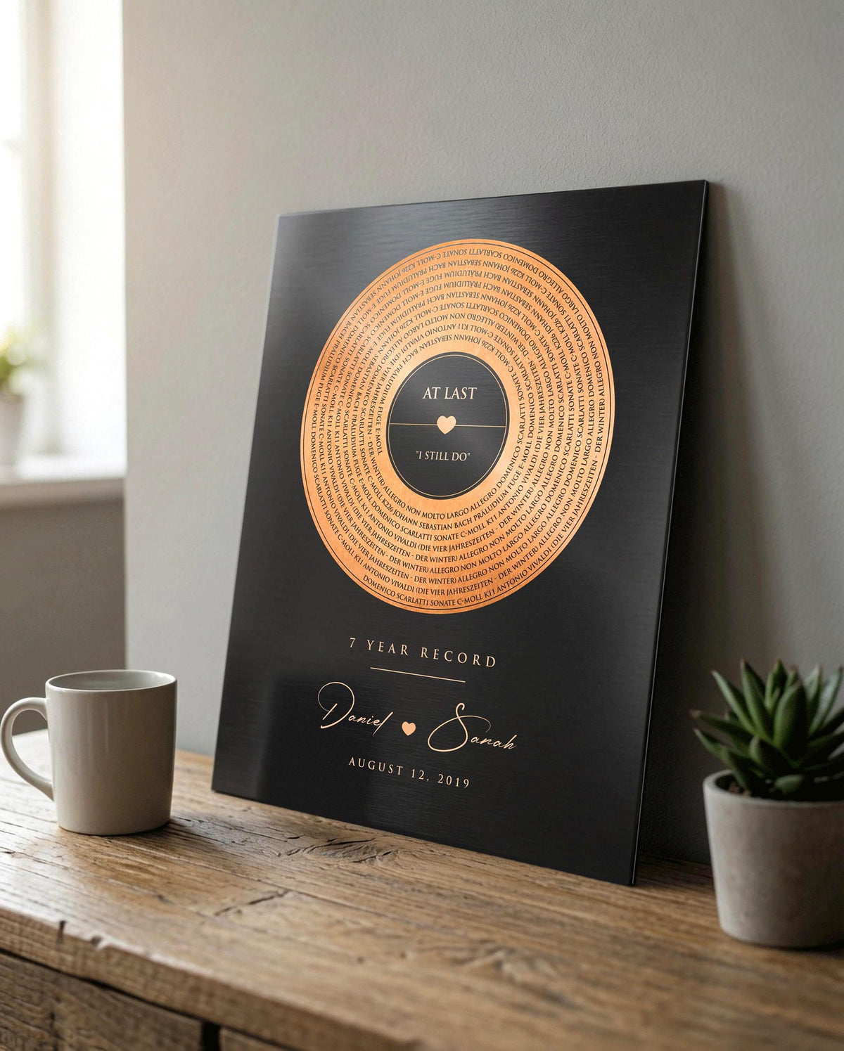7 Years Anniversary Record, Personalized Song, 7 Anniversary Gifts, Song Record - HoneycombProverbs - Signs - Copper Anniversary Gifts