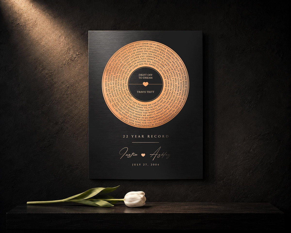 7 Years Anniversary Record, Personalized Song, 7 Anniversary Gifts, Song Record - HoneycombProverbs - Signs - Copper Anniversary Gifts