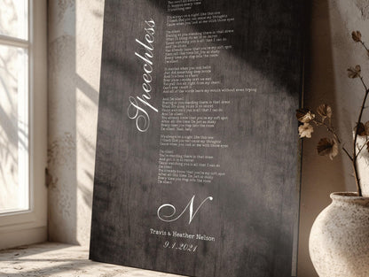 Monogrammed Wood Sign with Song - HoneycombProverbs - Signs - 5 year anniversary gifts