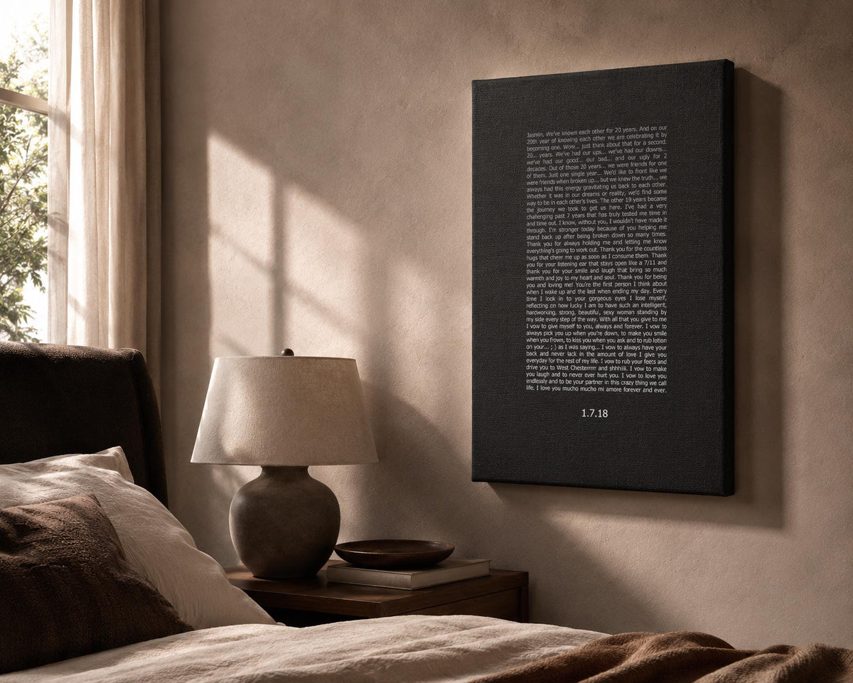 Contemporary Wedding Vow Art, personalization detail, paper or canvas anniversary