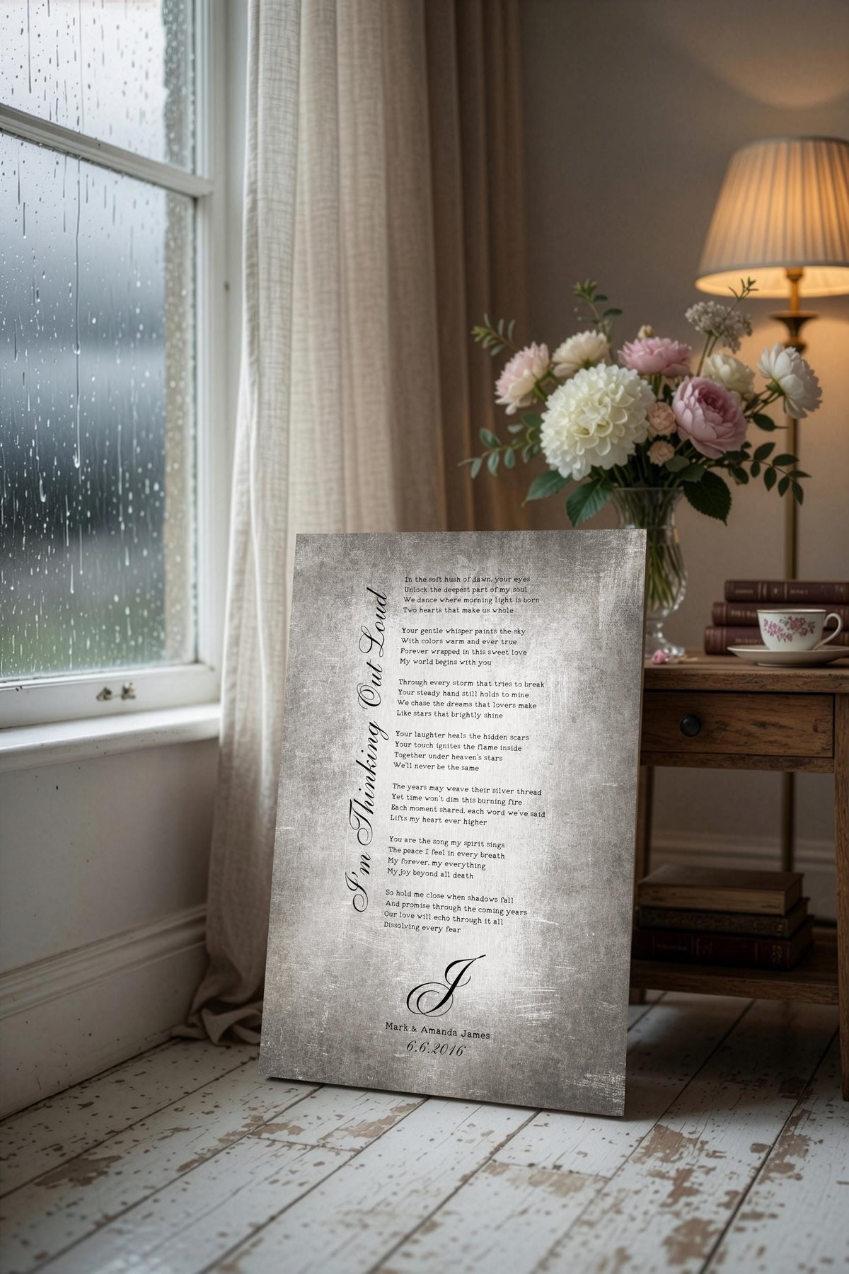 Monogrammed Tin Wedding Song Plaque - HoneycombProverbs - Signs - Tin and Aluminum Gifts