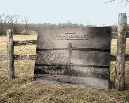Revelation 21:4 Inspirational Country Canvas Decor