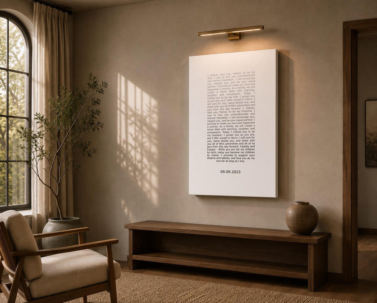 Contemporary Wedding Vow Art, alternate angle, paper or canvas anniversary