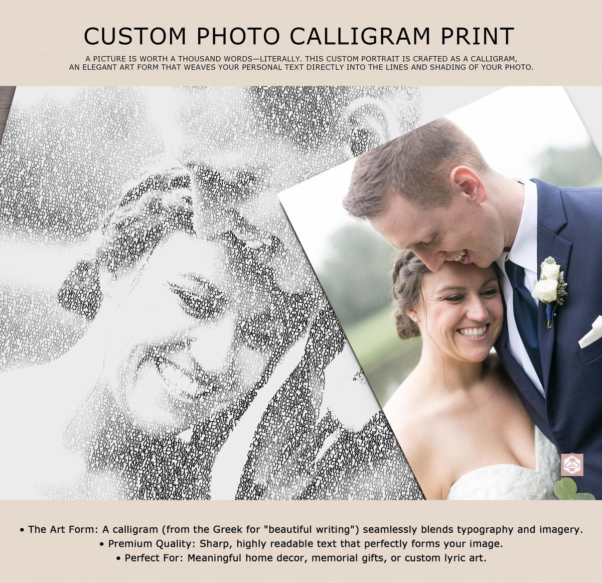 Calligram Photo Fine Art print - HoneycombProverbs - Giclée - 1st Year Paper Gifts