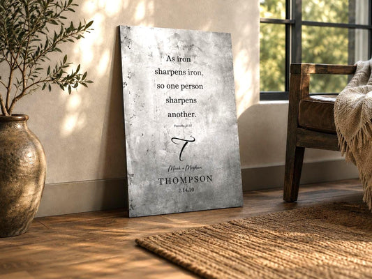 Proverbs 27:17, Monogrammed Gift for Couples - HoneycombProverbs - Signs - Tin and Aluminum Gifts