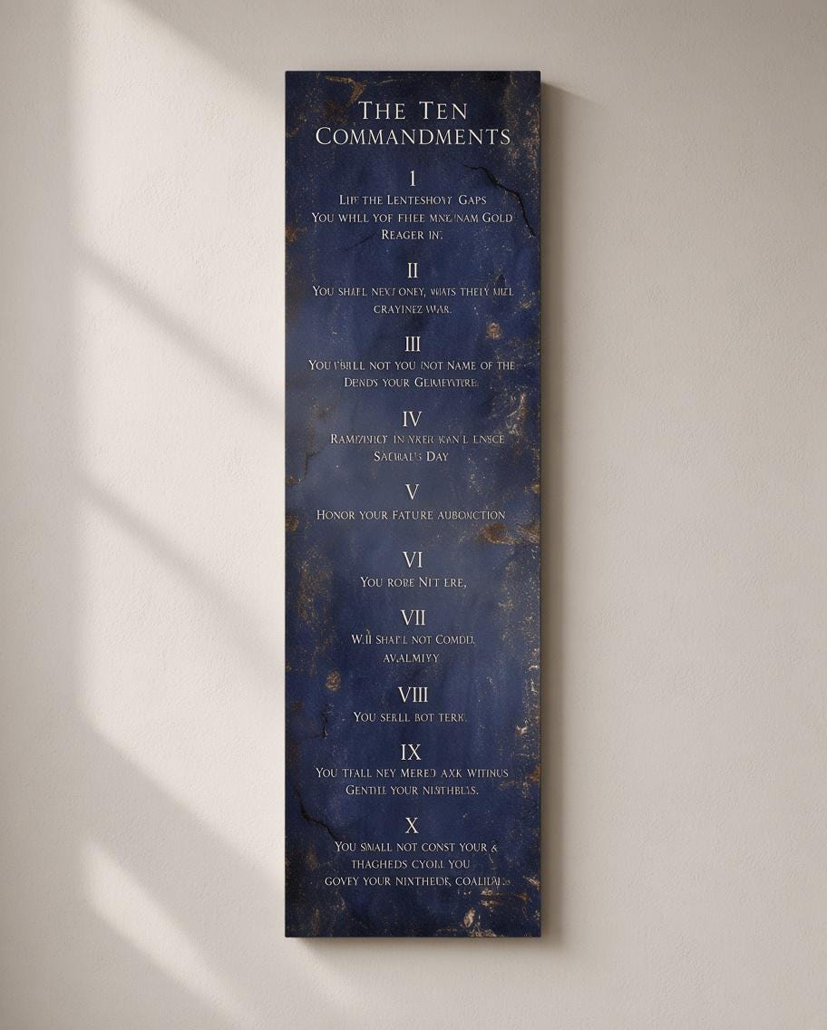 Ten Commandments Sapphire Stone Inspired Wall Art - HoneycombProverbs - Signs - Christian Wall Art