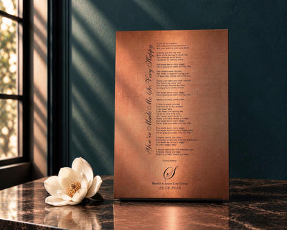 Personalized Copper Anniversary Song Lyric Art: Custom Metal Sign
