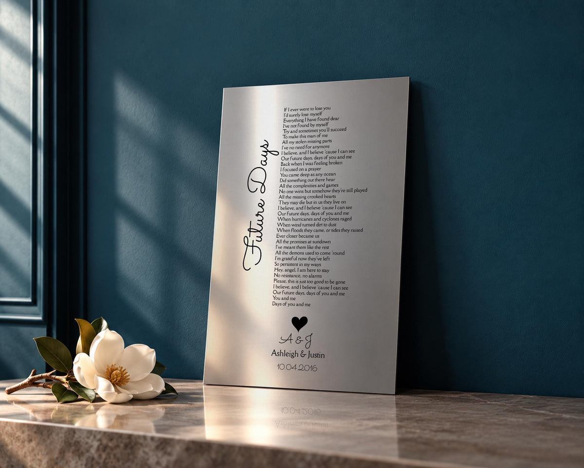 Custom Song Plaque, Tin 10th Anniversary Gift, Personalized lyrics wall decor, Aluminum Gifts - HoneycombProverbs - Signs - Tin and Aluminum Gifts