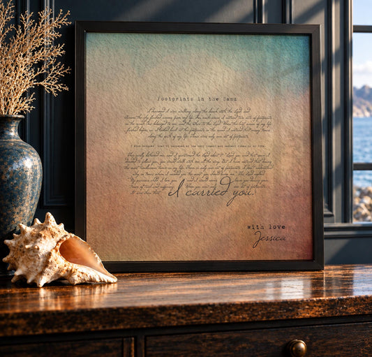 Framed Watercolor Footprints Poem Art