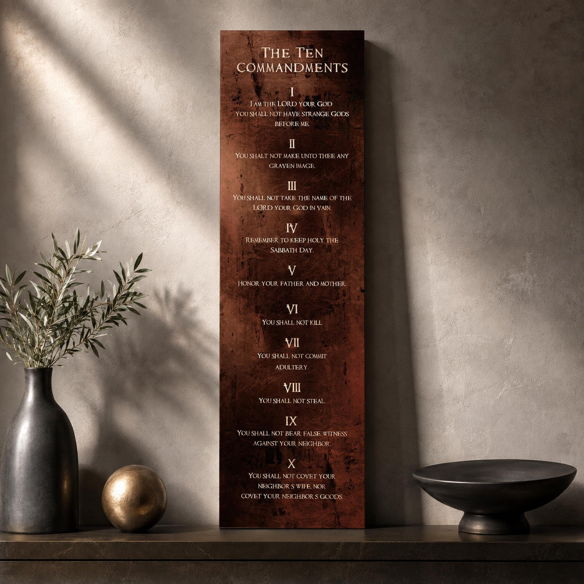 Ten Commandments, Bronze - HoneycombProverbs - Signs - Christian Wall Art