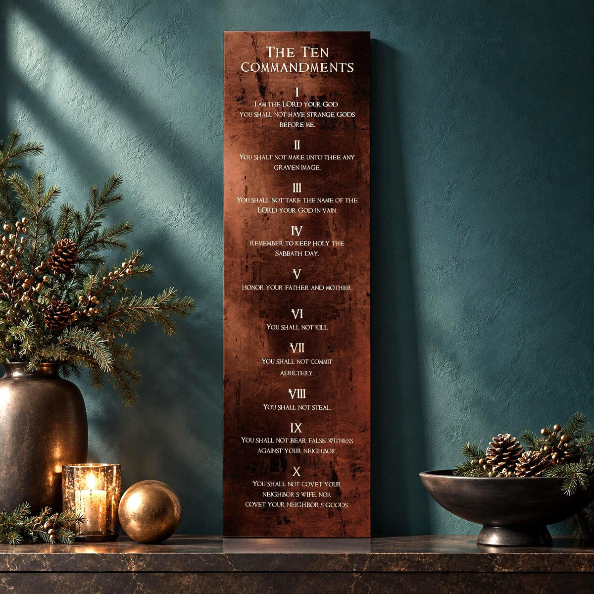 Ten Commandments, Bronze - HoneycombProverbs - Signs - Christian Wall Art
