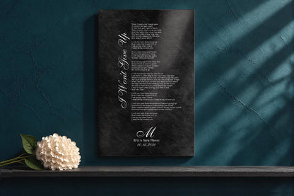 Monogrammed Iron First Dance Song Sign, shown on the wall, 6th anniversary iron