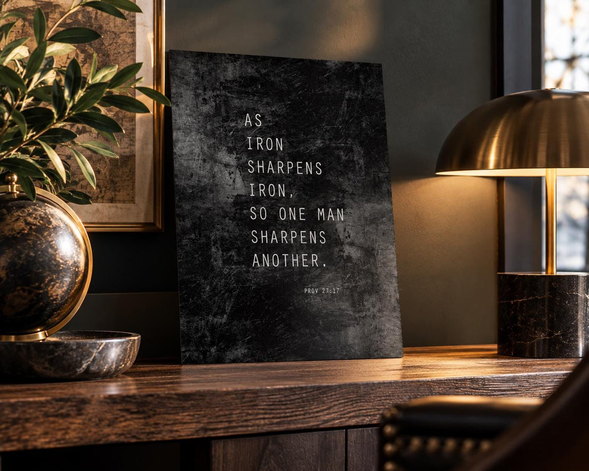 As Iron Sharpens Iron Grunge Wall Art - HoneycombProverbs - Signs - Christian Wall Art