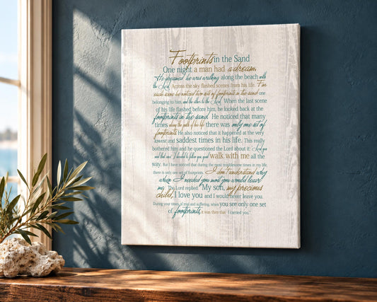 Footprints in the Sand Christian Wall Decor - HoneycombProverbs - Giclée - Christian Wall Art
