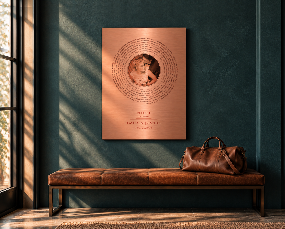 Personalized Vinyl Record art with Photo in Copper