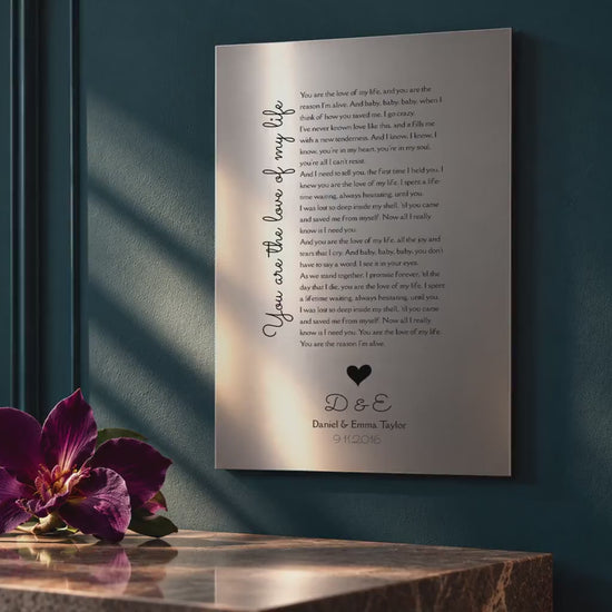 Custom Song Plaque, Tin 10th Anniversary Gift, Personalized lyrics wall decor, Aluminum Gifts