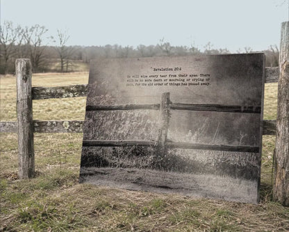 Revelation 21:4 Inspirational Country Canvas Decor